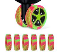 BOXOB Thickened Dopamine Silicone Luggage Wheel Protector Covers for 8 Caster Suitcase Spinner (Rose Red+Green)