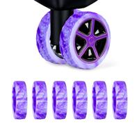 BOXOB Thickened Dopamine Silicone Luggage Wheel Protector Covers for 8 Caster Suitcase Spinner Wheels (Purple)