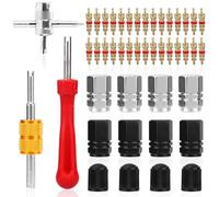 BOXOB Tire Valve Stem Repair Tool Set, 4-in-1 Tyre Valve Core Puller & Installer Double-Use Wrench Stem Caps Removal Replacement Kit Remover Tool for Car Truck and Motorcycle Tire Maintenance
