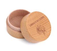 BOXOB Umbilical Cord Memorial Box, Engraved Wooden Round Newborn Wood Case Baby Keepsake Tooth Box Fetal Hair Memorial Storage Container for Baby Shower Pregnancy Christening Gift