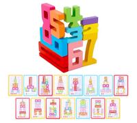 BOXOB Wooden Stacking Building Blocks, 1-10 Number Wood Blocks Sensory Digit Blocks Puzzle Game Balancing Competition Montessori Toys for 3+ Years Old Kids Boys Girls Learning Toys Gifts