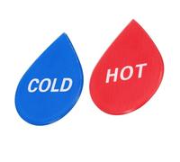 Boxonly 20 Pairs Hot & Cold Water Sticker, Multi-Pack Acrylic Self-Adhesive Labels for Shower Sink Tap, 36mm Drop Shape Red/Blue Waterproof Signs