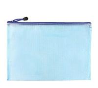 Boxonly 3 PCS A3 Plastic Wallets Zip Lock Bags Mesh Document Wallet Document Folders Plastic Pockets Zipper File Wallet for School Office Homework Travel Storage Bags Blue