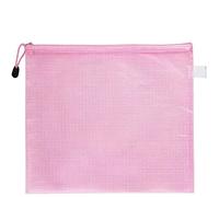 Boxonly 6 PCS A3 Plastic Wallets Zip Lock Bags Mesh Document Wallet Document Folders Plastic Pockets Zipper File Wallet for School Office Homework Travel Storage Bags Pink