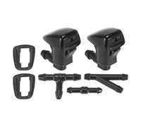 Boxonly 7PCS Front Windshield Washer Nozzles Compatible with for Jeep Grand Cherokee 2005-2016 with Hose Connector Kit - Black Dual Jet Spray Replacement