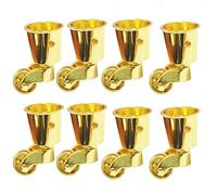 Boxonly 8PCS Swivel Caster Wheels Polished Antique Cup Type Casters Solid Brass High Load Capacity Universal Furniture Castors For Furniture Suits Beds Armchairs Gold