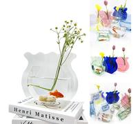 Boxonly Acrylic Fish Bowl Flower Vase for Small Fish or Plant, Clear Dual-Purpose Decorative Vase for Home Office Desk, Modern Bud Design Tabletop Décor (Transparent, Regular Size)