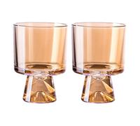 Boxonly Amber 230ml Hand-Blown Glass Cups - Elegant High-Stem Design for Sparkling Drinks, Coffee, and Desserts | Lead-Free 2-Piece Glassware Set