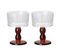 Boxonly Amber Diamond Glass Goblet - 200ml Retro Handcrafted Lead-Free Glass with Stunning Faceted Design, Elegant Amber Stem, Ideal for Red Wine, Cocktails, and Weddings