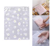 Boxonly Clear Plastic Ziplock Garment Bags - Self-Sealing Storage Bags for Clothing, Gifts, Shipping, PEVA Material, Small Daisy Pattern, 10" x 12" / 25 x 30 cm, 50 Pack