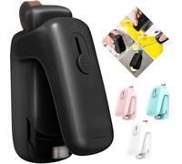 Boxonly FD White Mini Bag Sealer, 2-in-1 Heat Sealer and Cutter with Magnetic Back, Lanyard, Handheld Bag Resealer for Plastic Bags, Snack Bags, Food Storage - Black Color