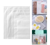 Boxonly Frosted PE Zipper Bags - 50 Pack, 7" x 6" / 17 x 15 cm Horizontal (Zipper on Long Side) - Resealable Travel and Clothing Storage