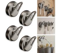 Boxonly Heavy Duty Suction Cup Hook - Gun Grey No Drill Wall and Shower Hooks, 4-Pack, Ideal for Towel and Robe Storage, Waterproof