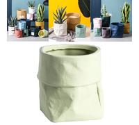 Boxonly Indoor Plant Pot, 4.1 Inch (Small) Ceramic Planter with Drainage Hole and Mesh Pad - Modern Decorative Flower Pot with Attached Saucer, Perfect for Home and Office, Matcha Green