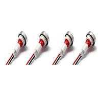Boxonly K01A Power Indicator Light 12V DC LED with Wire Indicator Lights Red 230V AC Warning Light Indicator Lamp 4Pcs