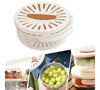 Boxonly Multifunctional Fruit and Vegetable Washing Bowl with Lid - 2-in-1 Plastic Drain Basket with Foldable Handle, Colanders and Strainers for Kitchen Use (Brown)