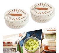 Boxonly Multifunctional Fruit and Vegetable Washing Bowl with Lid - 2-in-1 Plastic Drain Basket with Foldable Handle, Colanders and Strainers for Kitchen Use (Brown, 2 Pcs)