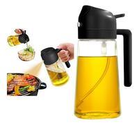 Boxonly Olive Oil Dispenser Bottle - Black 2-in-1 Sprayer & Pour Bottle, 7"x3" / 18x8 cm, Leak-Proof Design, 470ml for Kitchen, BBQ, and Salad