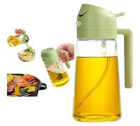 Boxonly Olive Oil Dispenser Bottle - Green 2-in-1 Spray & Pour, 470ml Non-Drip Glass for Cooking, Air Fryer, and Grilling - Compact and Durable