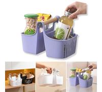 Boxonly Portable Shower Caddy with Bamboo Handle-Divided Organizer Basket for Toiletries,Makeup,and Jewelry-Perfect for Bathroom,Dorm,Shelf&Cabinet-Modern Eco-Friendly Design-Light Purple