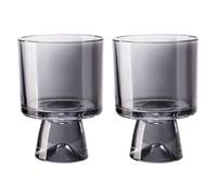 Boxonly Smoky Gray 230ml Handcrafted Glass Cups - Sleek High-Stem Design for Desserts, Coffee, and Sparkling Drinks | 2-Piece Lead-Free Glassware Set