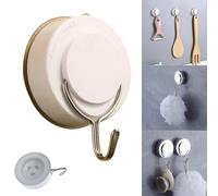 Boxonly Suction Cup Hooks - White Twist Suction Hangers with Metal Hooks, Heavy Duty, Removable & Reusable for Kitchen, Bathroom, Shower, Glass & Wreaths - 1 Pc