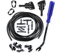 Boxonly Windshield Washer Nozzles Kit - Includes 2 Nozzles,157-Inch Fluid Hose,6 Connectors,Removal Tool - Compatible with Dodge Ram,Jeep Grand Cherokee,Chrysler 300