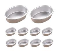 boxoon 10 Pcs Mini Oval Aluminum Pans, 3.4 X 2.5 X 1 In, Anodized Mini Cake Molds, Lightweight Rustproof, Brownie Muffin Tart Holder