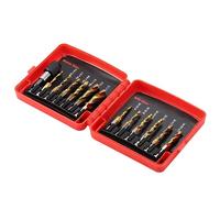 boxoon 13-Piece Sae And Metric Tapping Drill Bit Set In Case, Hss4341 Hex Shank Tool, 2-In-1 Combination For Different Sizes