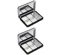 boxoon 2 Pcs Empty Eyeshadow Palette with Mirror, 6-Compartment, Strong Attachment Force, Portable Refillable Travel Makeup Organizer