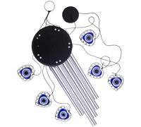 boxoon 27.6 In Blue Evil Eye Sun Wind Chime, For Home Garden Decor, Resin Devil'S Eye Aluminum Metal Wind Bells, Lucky Charm Guardian, Clear Crisp Sound, Weather-Resistant, Gift For Mom