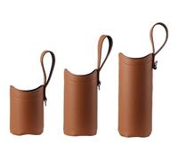 boxoon 3 Pcs Protective Water Bottle Sleeves, Pu Leather Insulated Multi-Size Beverage Holder With Handle, Anti-Scratch Cup Covers For Travel