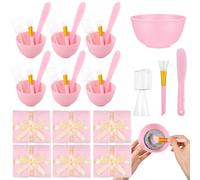 boxoon 30 Pcs Spa Party Supplies, Face Mask Mixing Bowl Set, Design For Presents, Spa Birthday Party Favors, 6 Bowls, 6 Brushes, 6 Stick Spatulas, Including 6 Towels, And 6 Measuring Cups