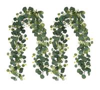 boxoon 4 Pcs Artificial Eucalyptus Garland, 6 Ft White Roses, Fake Floral Vine For Decor
