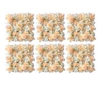 boxoon 6 Pcs 3D Artificial Flower Panels For Wall Decor, Champagne And White Silk Flowers, Ideal For Weddings, Parties, And Stores, 15 X 15 In