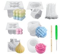 boxoon 6 Pcs Silicone Candle Molds, 6 Styles Diy Candle Making Kit, Home Craft Projects, Decorative Candle Making Supplies For Wax, Scented Candles
