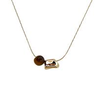 boxoon Adjustable Chain Tigers Eye Necklace For Women, Vintage Modern 18K Gold Plated Brass, Unique Oval Pendant, Natural Stone Jewelry For All Ocns