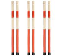 boxoon Bamboo Hot Rod Drumsticks, 3 Pairs In Red, Great For Low-Volume Jazz & Folk Performances, Comfortable For Small Venue Use