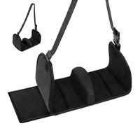 boxoon Black Airplane Foot Hammock, 31 in Travel Foot Rest with Memory Foam, Adjustable Height Plane Leg Rest, Oxford Fabric