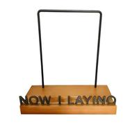 boxoon Brown Wood Phonograph Record Holder, Desktop Display Rack, Now Playing Album Stand in Vintage Minimalist Style, 10.6 x 7.9 x 1.2 in Record Organizer