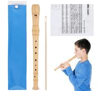 boxoon Cleaning Stick Fingering Guide, 8-Hole Flute, German Fingering Soprano Recorder For Children Beginners, Pitch Adjustable Wooden Recorder