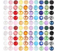 boxoon Craft Beads, 100 Pcs 0.8 Inches Round Rhinestone, Colorful Diy Jewelry Beads, Acrylic Resin Beads For Pens, Diy Making Supplies