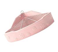 boxoon Guinea Pig Litter Box, Large Ceramic Corner, Pink Flower Pattern, 12.6 x 9.4 x 4.3 in, Rabbit/Chinchilla Potty Training Litter Box with Metal Grid, Easy to Clean