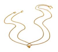 boxoon Heart Pendant Necklace for Couples with Strong Attachment Force, 18k Gold Plated Titanium Steel Double Layer Necklace, Matching Jewelry, Non Tarnish, Valentine's Day for Her