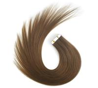 boxoon Natural Brown Human Hair Tape in Extensions, 14 Inch Length, 20 Pieces, Strong Glue, Unprocessed Hair, Easy to Use, Invisible Style, Styling Choices are Many