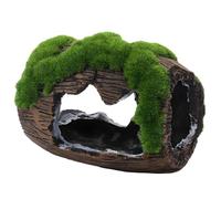 boxoon Resin Barrel Fish Tank Ornament 4.7 In, Vintage Wine-Barrel Style Decoration, Mossy Accent, Fish Cave, Safe Shelter, Brown