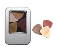 boxoon Retro Wood Guitar Picks: 10 Piece Set Of Plectrums For Bass With Convenient Iron Storage Box
