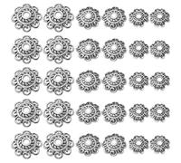 boxoon Silver Bead Caps for Jewelry Making, Alloy, 300 Piece, Assorted Sizes