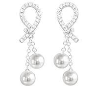 boxoon Silver Pearl Earrings With Cute Zirconia Accents, Circular Design, Aaa+ Shell Pearl Quality, Ideal For Sensitive Ears, Suitable For Every Ocn