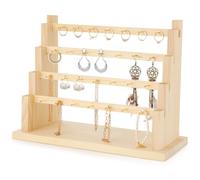 boxoon Structure, Easy To Install, Large Capacity, For Selling Rack Earring Collection, Earring Display Stand, 4-Tier Earring Stand, Wooden Jewelry Display